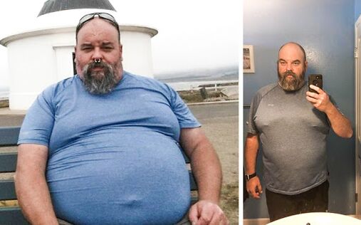 Foto antes e despois do curso Keto Probiotix, a experiencia de usar cápsulas cun Migter de Venecia